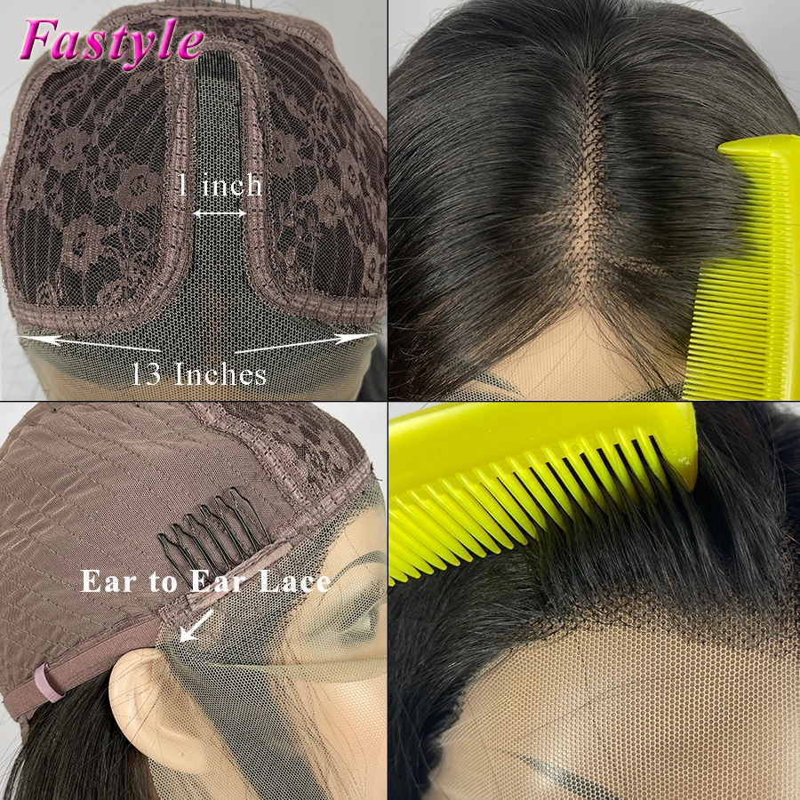 

Human Hair Wig with Pre Plucked Natural Color Body Wave T Part Wigs 13x1 Closure For Women Fast Shipping