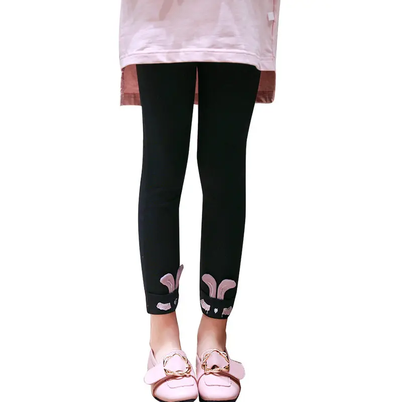 Леггинсы для девочек с мультяшными кроличьими ушками теплые хлопковые леггинсы