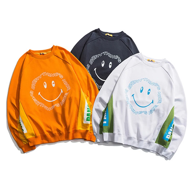 

11 BYBB'S DARK Men's Sweatshirts Smile Face Print Fashion Streetwear Pullover Loose 2020 Autumn Sweatshirt Oversize Male BB57