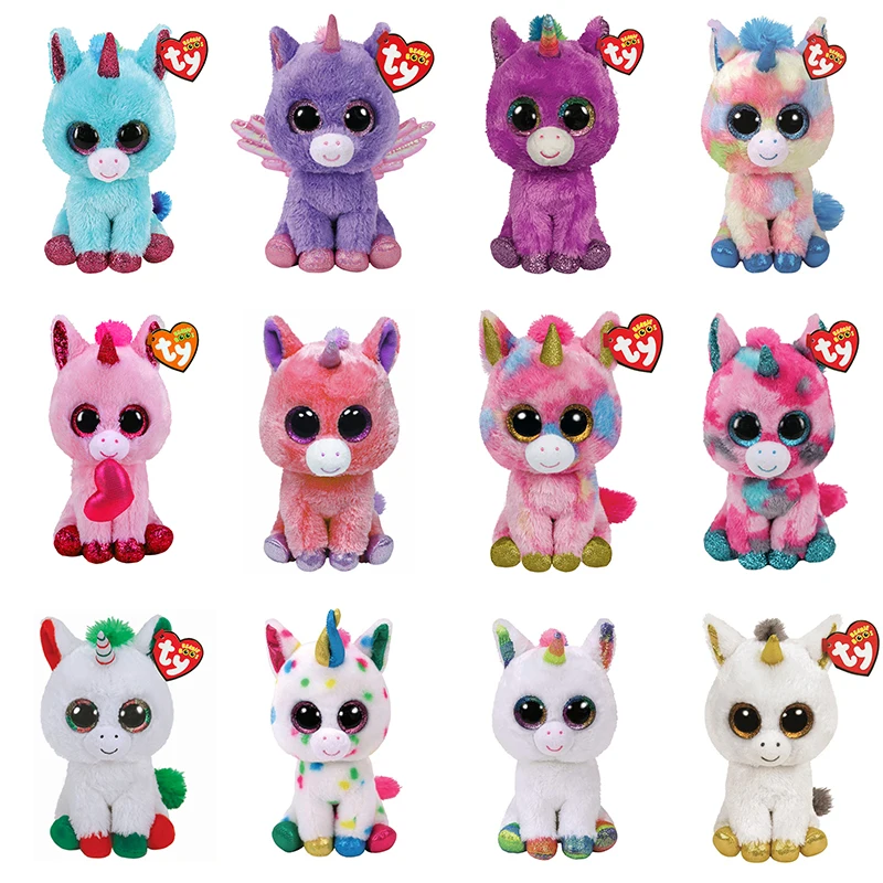 15 см Ty Beanie большой глаз Единорог серия Ариель плюшевая игрушка Kawaii мягкое