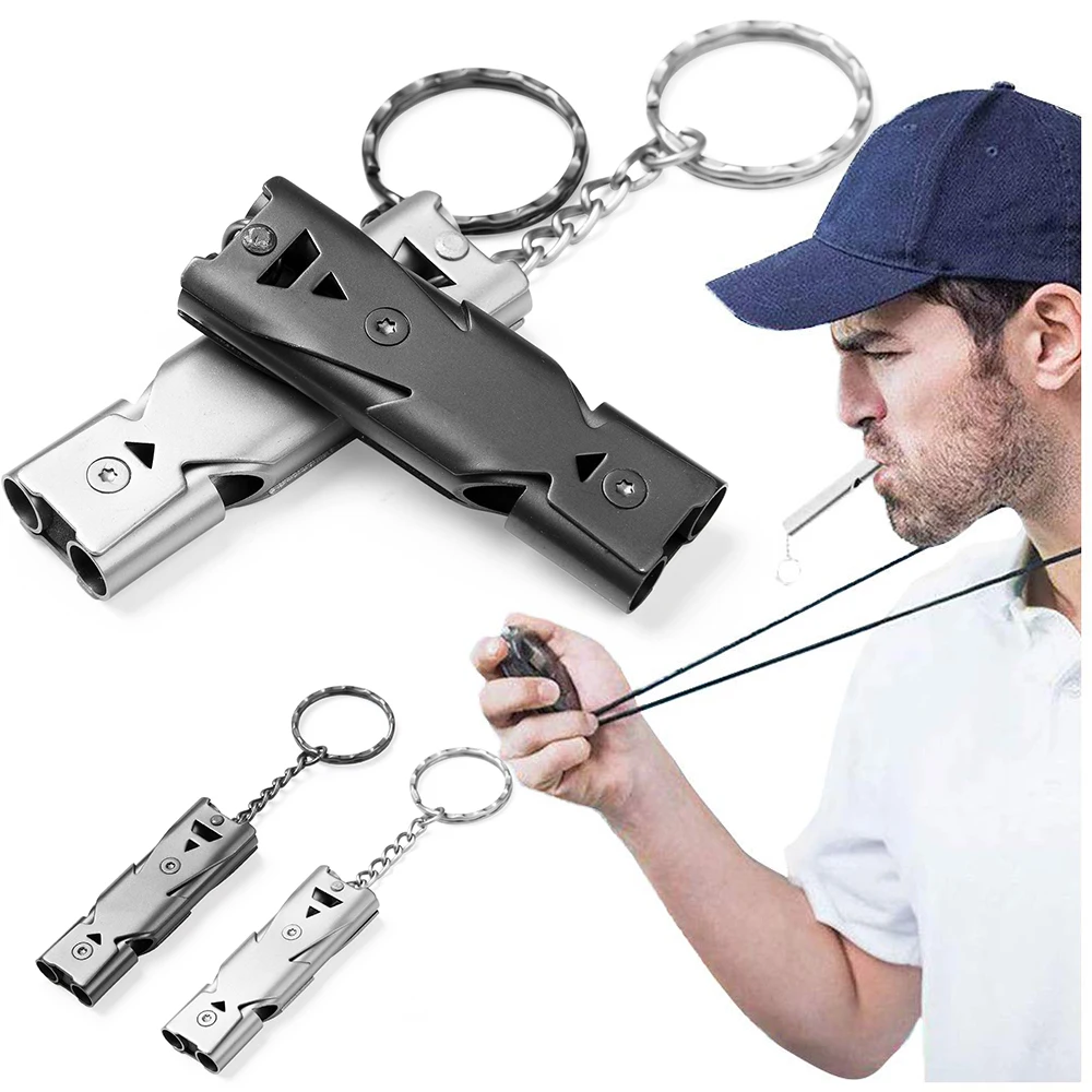 Аварийный свисток Открытый высокой децибел портативный брелок из нержавеющей