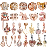 rose gold crystal hearts key wing brand charms beads fit bangles bracelets necklaces pendants for diy jewelry making
