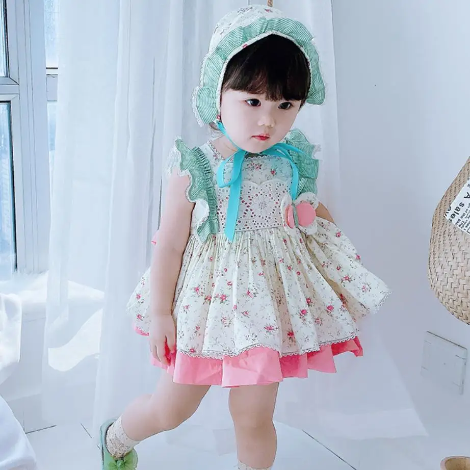 

5PCS Baby girl clothes Spanish retro dress Sleeveless stitching Princess dress for girl Autumn winter girls dress vestidos Y2633