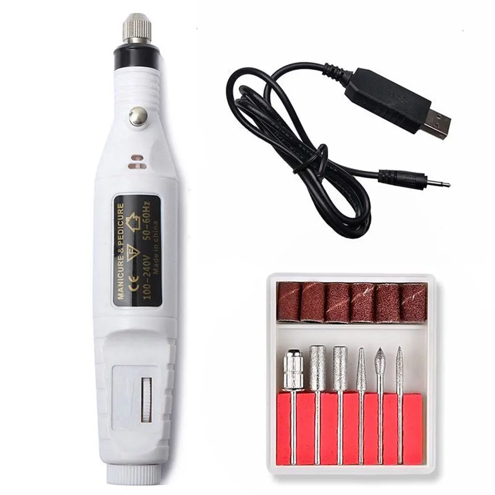 B with usb Профессиональный маникюрный станок, электрический шлифовальный станок для ногтей, маникюрная ручка, Фрезерные фрезы для маникюра, пилочка для ногтей, набор инструментов для дизайна ногтей - Цвет: B with usb
