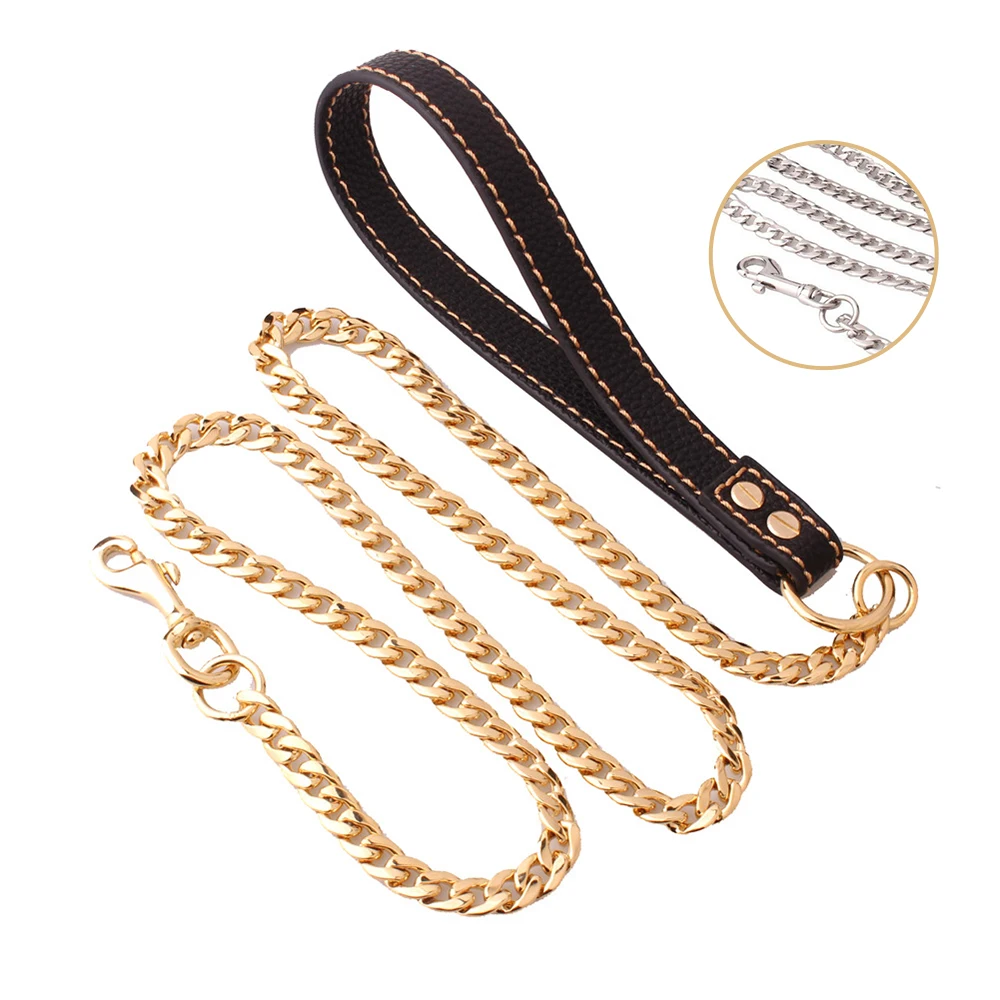 

Прочный металлический поводок для собак, прочная рулетка из нержавеющей стали, цепочка для больших питомцев, товары для питомцев питбуля