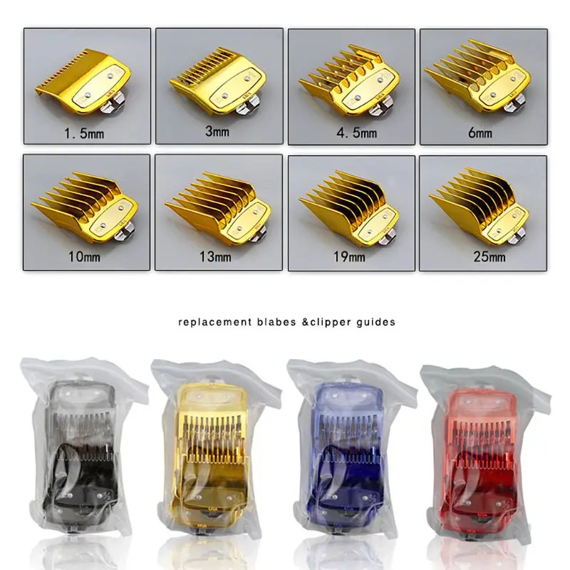 

8PCS Professional Hair Clipper Limit Comb Cutting Guide Combs 1.5/3/4.5/6/10/13/19/25MM Set Replacement Cutting Tools Kit