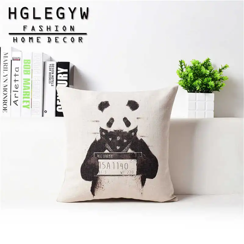 Забавная маска панда собака рисунок наволочка из хлопка и льна наволочки с