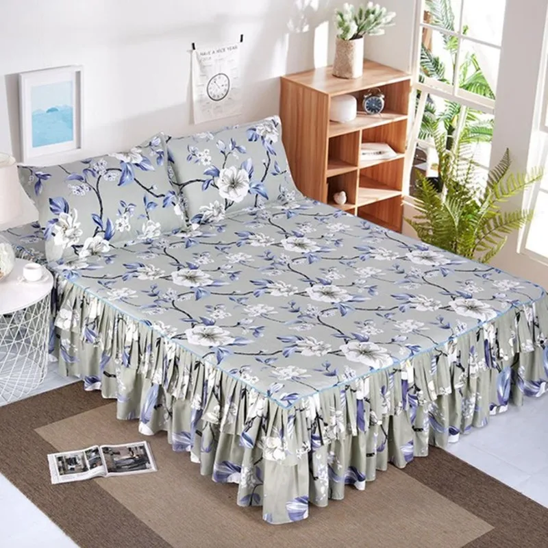 Скандинавские романтичные покрывала с оборками и цветочным узором для кровати