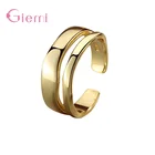 Натуральная 925 стерлингового серебра двойной развевающийся Регулируемые кольца для женщин в стиле хип Размеры ювелирные украшения Bijoux (украшения своими руками) Рождество