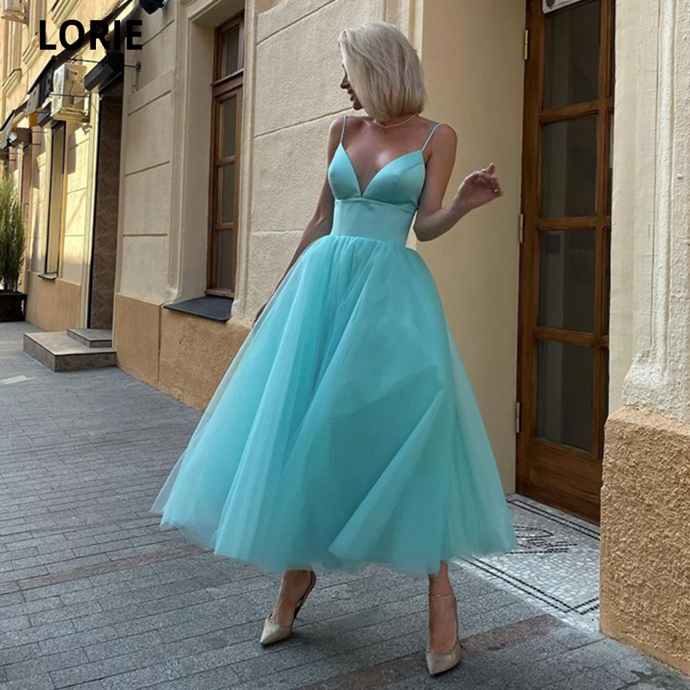 

Lorie Sexy V-neck Evening Dresses Tulle A-line Spaghetti Strap Dubai Saudi Arabic Prom Dress Robes De Soirée Vestidos De Fiesta