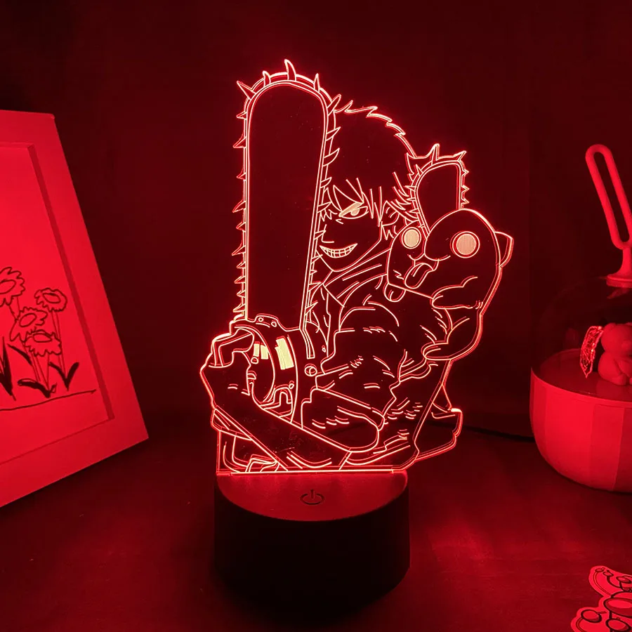 

3D Led Anime Chainsaw Man Figure Denji Neon Night Lights Bedroom Bedside Decor Otaku Birthday Gifts Manga Chainsaw Man Lava Lamp
