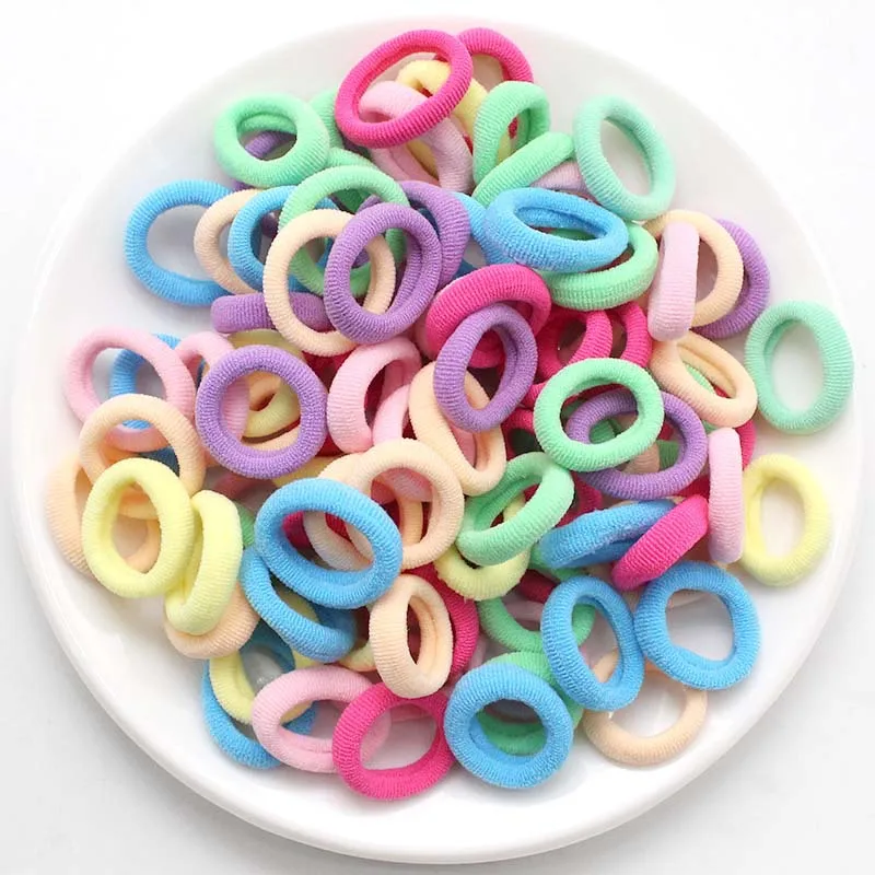 

100 pcs/lot kids hair rope Hair Accessories Scrunchy Elastic Hair Bands Girls decorations Headbands Rubber Band gum for hair