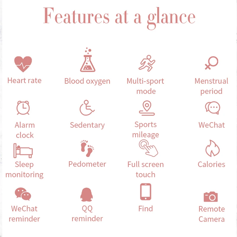 

Smart Watch IP67 Waterproof Women's Watches Heart Rate Blood Pressure Monitor Lady Smartwatch for Android Ios Watches for Women