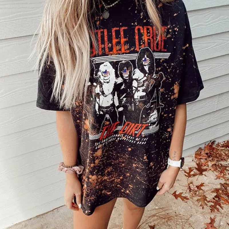 

Funny Character Print Letter Graphic Tee Women Fashion Clothing New Short Sleeve Oversized T Shirt Summer Casual Streetwear Tops