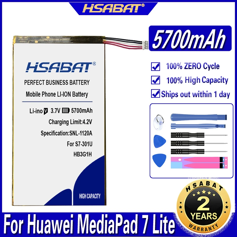 HSABAT 5700mAh HB3G1H HB3G1 Аккумулятор для Huawei MediaPad 7 Lite s7-301u T-Mobile Springboard 301w 302 303(7 дюймов) 701 931 |