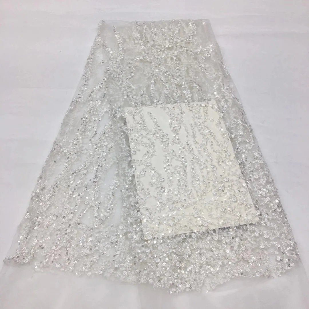 

Кружевная ткань с вышивкой ручной работы, белые блестки, высокое качество для Нигерии 2021, платья для свадьбы и вечерние НКИ XX4600