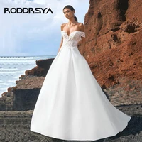 roddrsya satin wedding dresses lace appliques beads off the shoulder bridal dress vestido novia backless wedding gowns