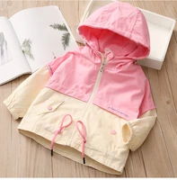 2021 spring autumn girls windbreaker coat jackets baby kids patchwork hooded outwear for baby kids coats jacket clothing