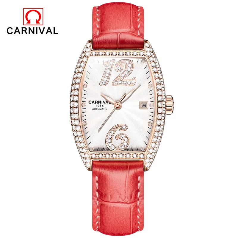 CARNIVAL Brand Women Fashion Gold Automatic Watch Ladies Waterproof Dress Bracelet Mechanical Wristwatch Clock Relogio Feminino