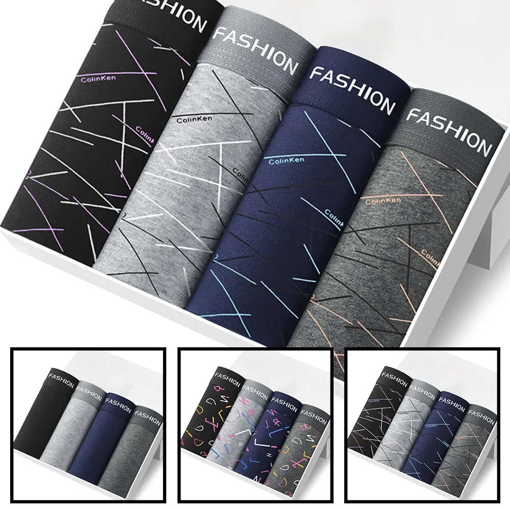

4 Pack For Men Underwear Boxers Shorts Breathable Briefs Panties Male Panties Cotton Soft Short Boxer Pouch Seamless Underpants