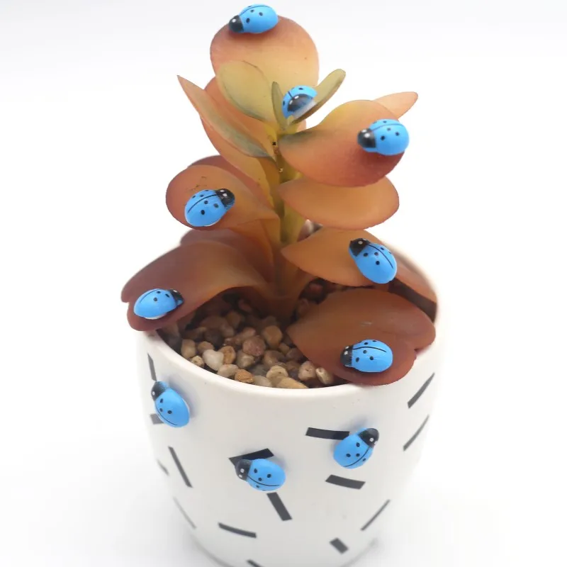 9*13мм голубая деревянная божья коровка на самоклеящейся подкладке для холодильника и стены, стикер на свадьбу, декор для дома, подарок для ребенка, ручная работа, аксессуары.