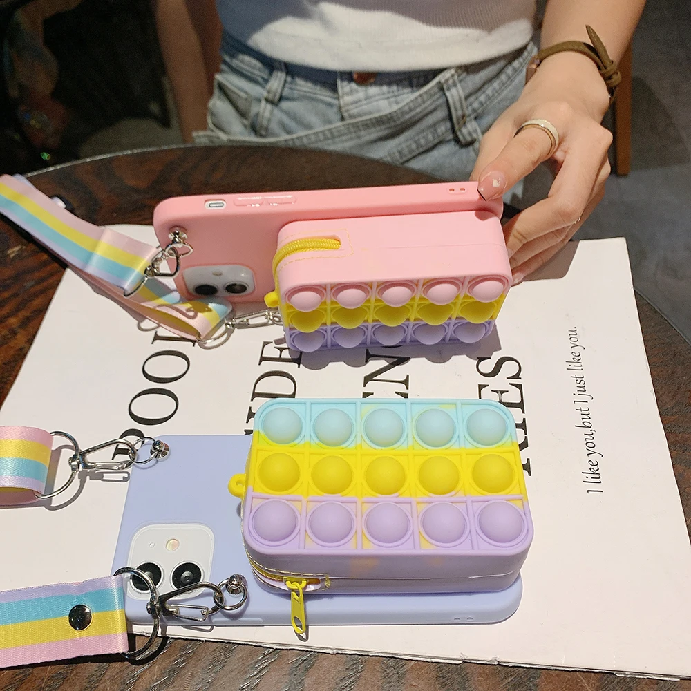 Coin Purses Pop Case For Samsung Galaxy S21 S20 FE S10 S9 S8 S7 S6 edge Note 5 8 9 10 20 Ultra Plus Lite Bubble Wallet Bag Cover