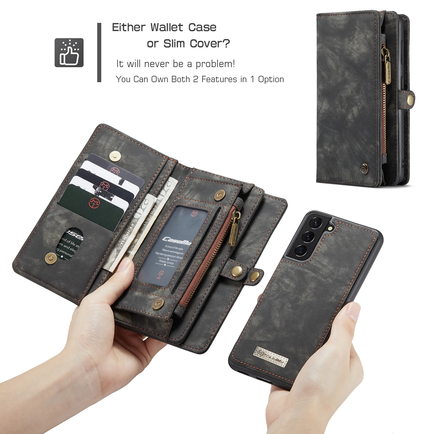 CaseMe для Samsung Galaxy Note 20 9 Note10 S20 S21 ультра S8 S9 S10 плюс + откидной бумажник держатель карт