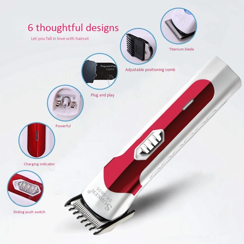 

SURKER SK-5805 Rechargeable Hair Clipper Men Electric Shaver Beard Trimmer Grooming Shaving Machine Hair Trimmer Cutter EU Plug
