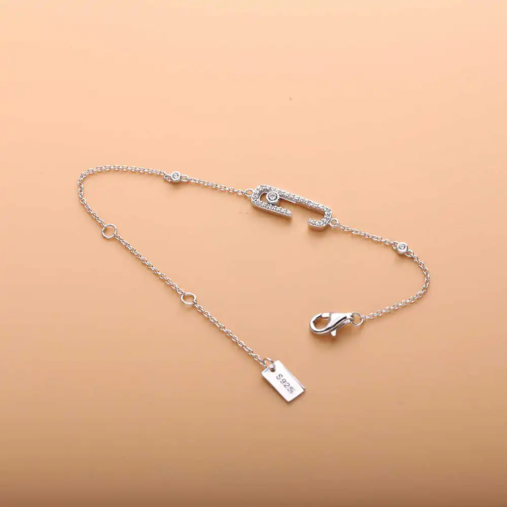 

Original 925 Sterling Silver Move Stone Bracelets With Clear CZ For Women France Brand Jewelry Making Hot Sale