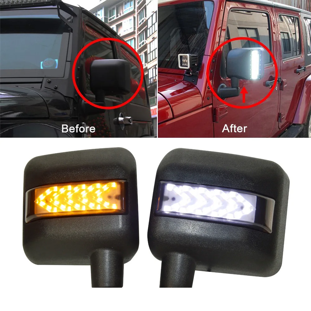 Для Jeep Wrangler JK аксессуары 2007- Wrangler зеркала заднего вида корпус с сигналами поворота светодиодный боковое зеркало заднего вида