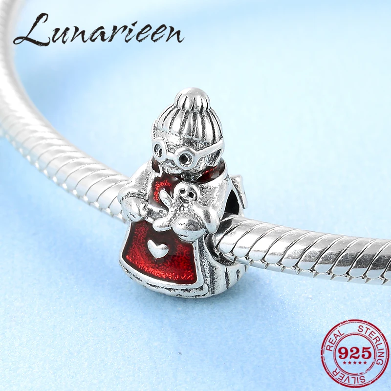 Рождественские эмалированные бусины с изображением бабушки из стерлингового