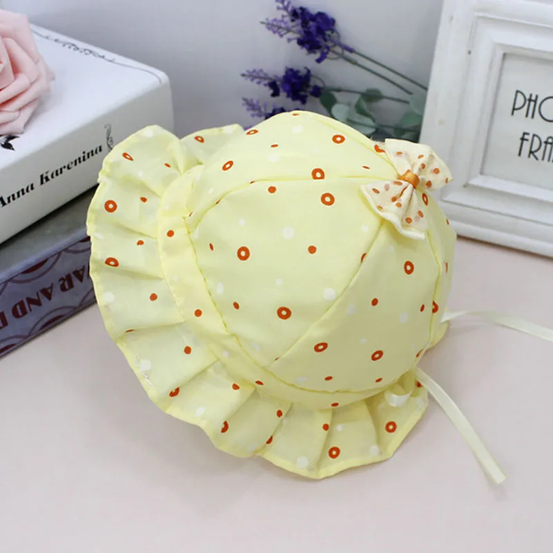 

Newborn Baby Girls Kids Summer Princess Infant Dot Print Sun Cap Cotton Bucket Hat