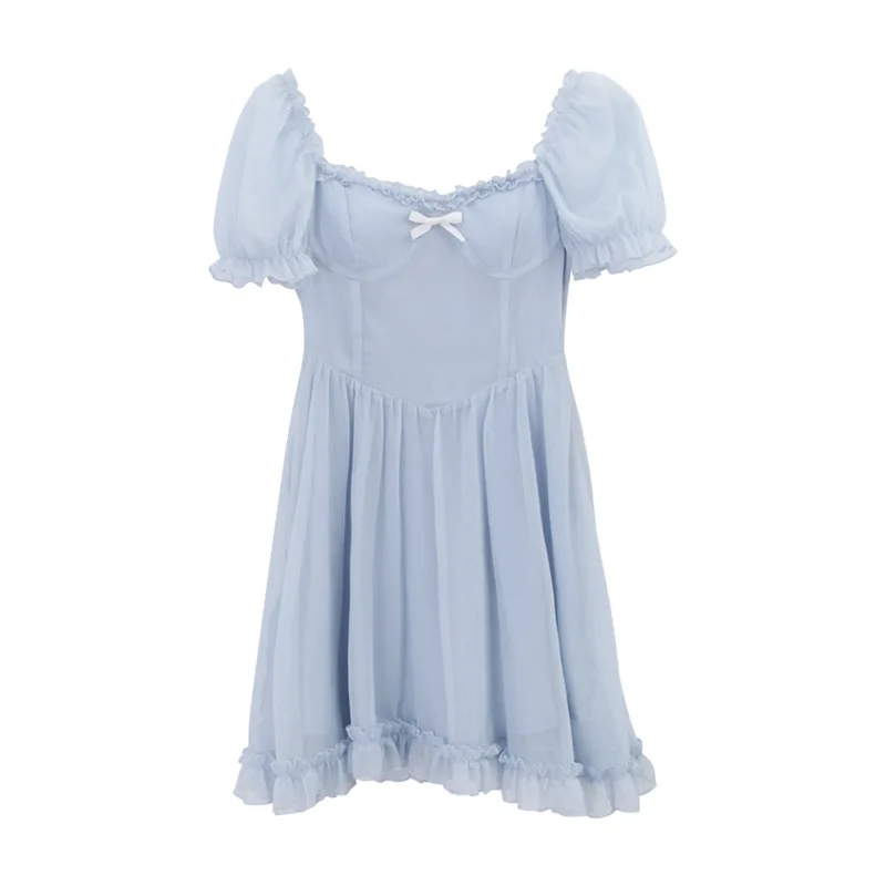 

Short sleeve elegant mid-length dress women summer party retro dress ladies sweet design a dress