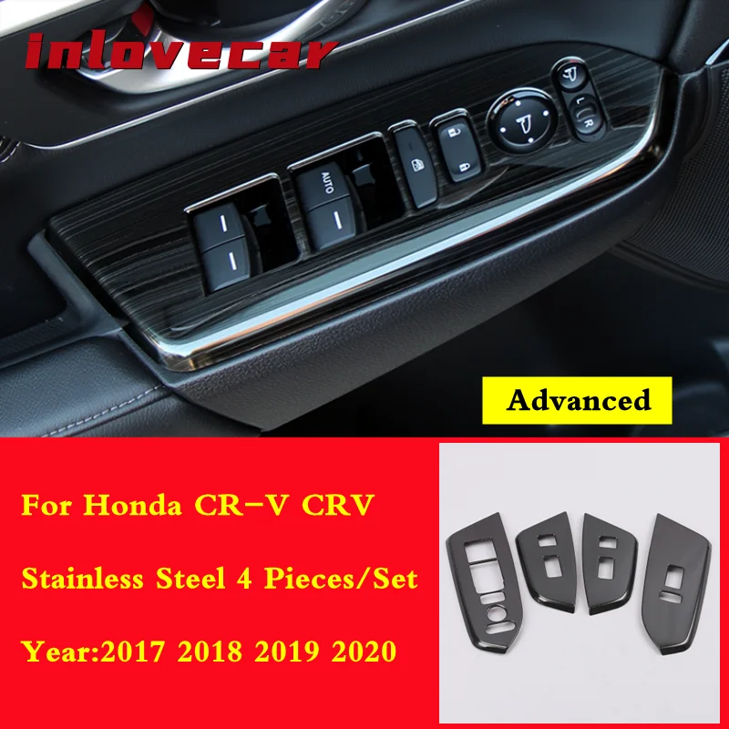 

2017 2018-2020 for Honda CRV CR-V Car Armrest Door Window Glass Lift Switch Panel Cover Trim stainless steel styling Accessories
