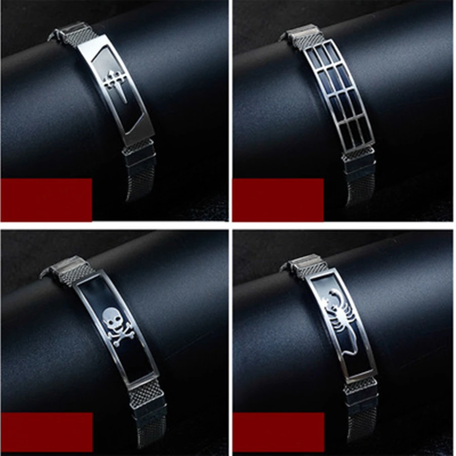 Nueva pulsera de malla de acero inoxidable modelos femeninos encanto de los hombres pulsera de plata pulsera regalo de Joyeria