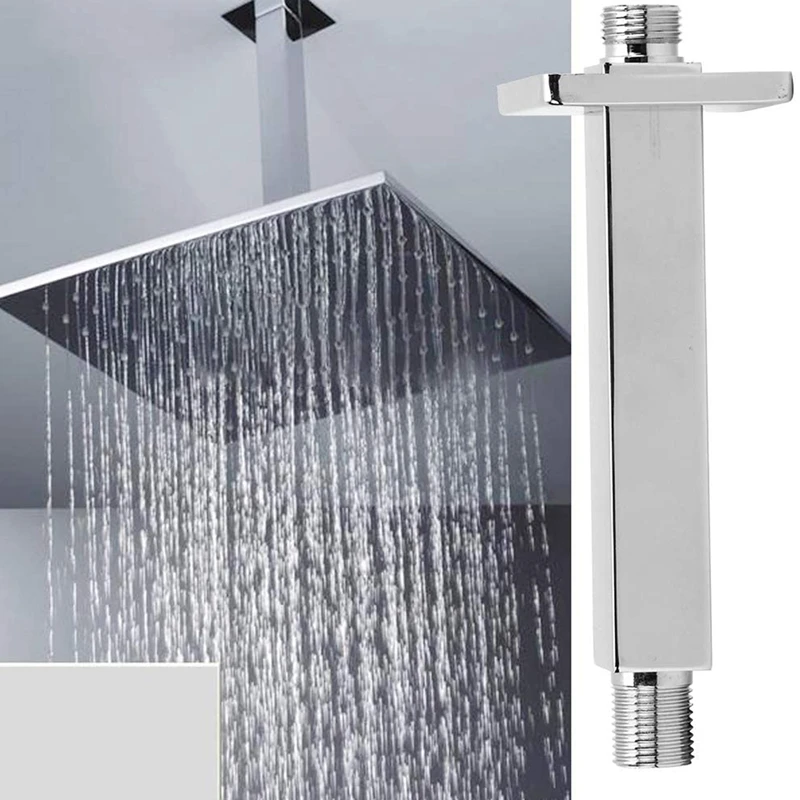 

G1 / 2 Inch Shower Arm, with Thread and Flange Stainless Steel Universal Shower Wall-Mounted Right-Angle Shower Arm