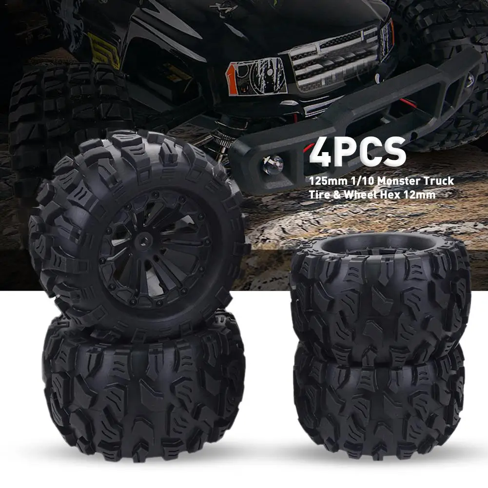 4 шт. 125 мм шестигранные колеса для Monster Truck 1/10 RC внедорожные и 12 Traxxas Tamiya Kyosho HPI HSP Savage