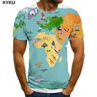 KYKU бренд карта мира Мужская футболка новые футболки 3d Футболка с принтом животного принт Забавный аниме одежда футболки с коротким рукавом модные Стиль