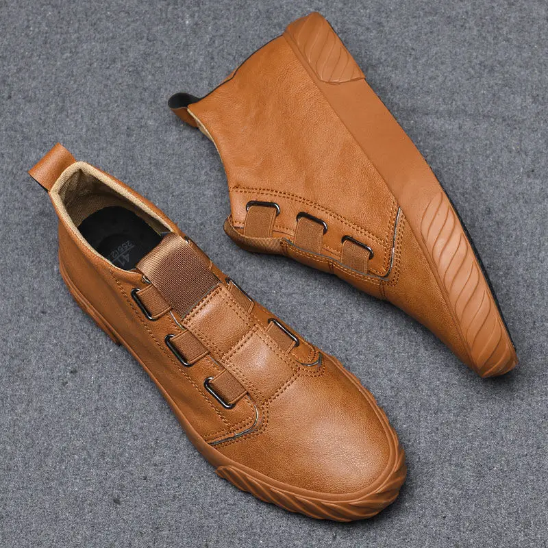 Новинка Сезон осень Повседневные кожаные туфли с высоким берцем Мужская обувь