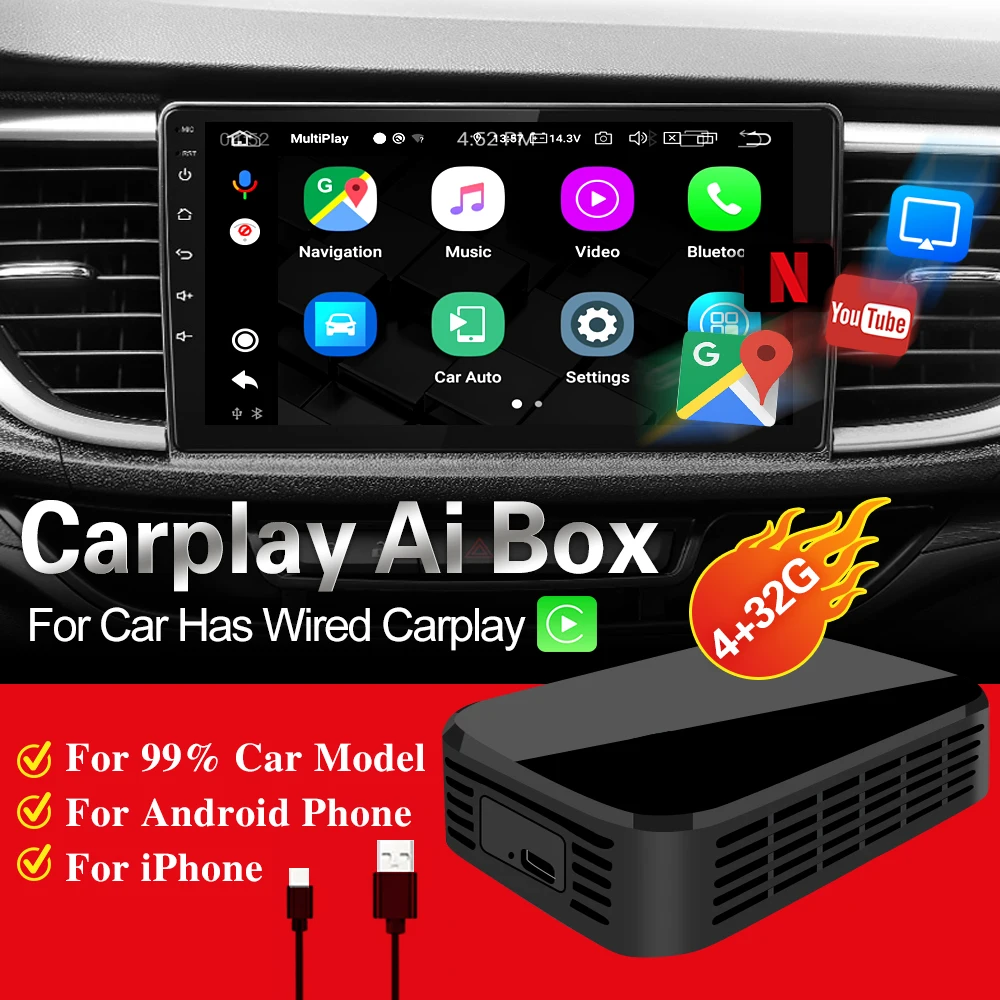 Автомобильный мультимедийный плеер беспроводная система Mirror link Carplay Android 4 + 32 ГБ