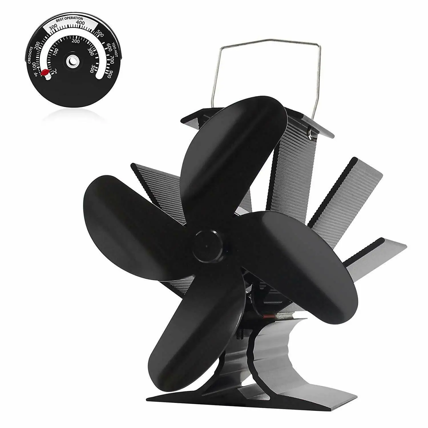 

4-Blade Hot Air Stove Fan With Electromagnetic Thermometer With Fireplace Two Styles On The Back Of The Fireplace Fan, We Will S