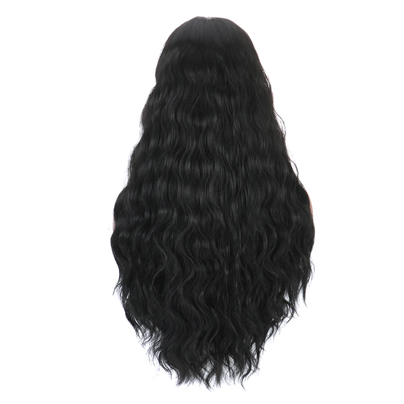 

Black Long Wavy Headband Wigs 26 Inch Body Wave Headwraps Wigs for Women Synthetic Fibre False Hair Wavy Wig with Scarf Cosplay