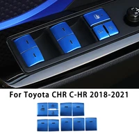 car window control panel lift button switch trim aluminum alloy for toyota chr c hr 2018 2021 auto sticker car styling