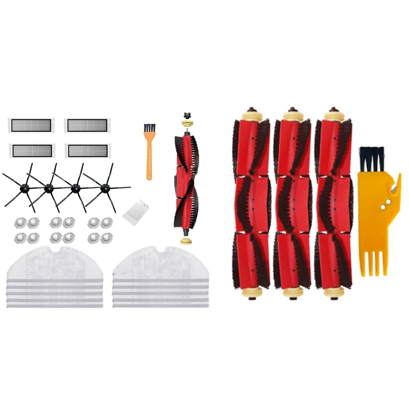 

2 Set Vacuum Cleaner Accessories: 1 Set HEPA Filter Main Brush Side Brush Parts & 1 Set Main Roller Brush+Cleaning Brush