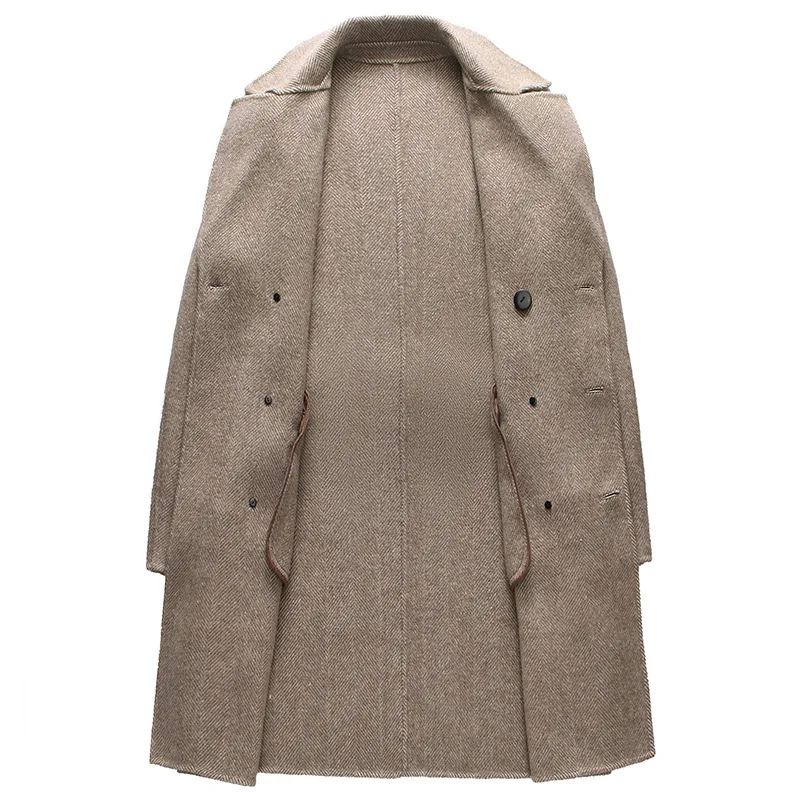 Новое двухстороннее шерстяное пальто albaka ветровка мужское двубортное средней