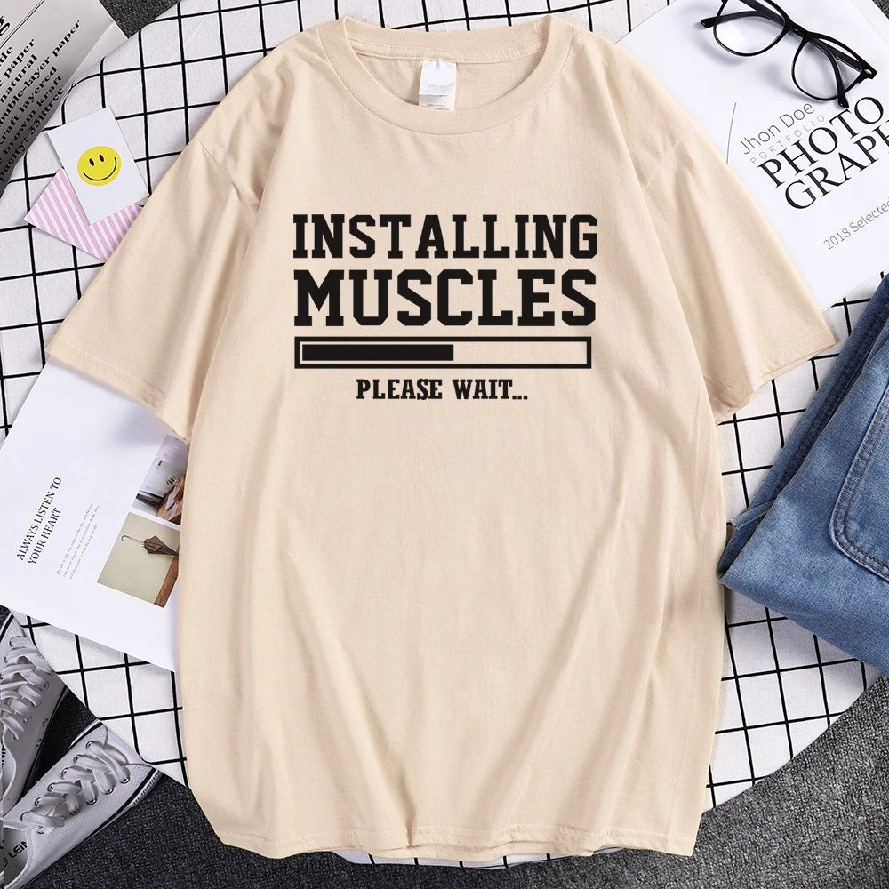 Мужские футболки лето 2019 забавная Футболка с принтом устанавливающих мышцы