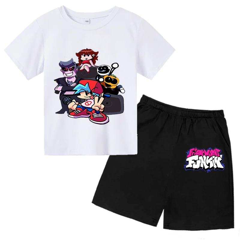 

Friday Night Funkin Sets Multicolor Short Sleeve Crew Neck Print Tshirts Shorts Suit Chic 2021 Sports Childrens Suit 100-160cm