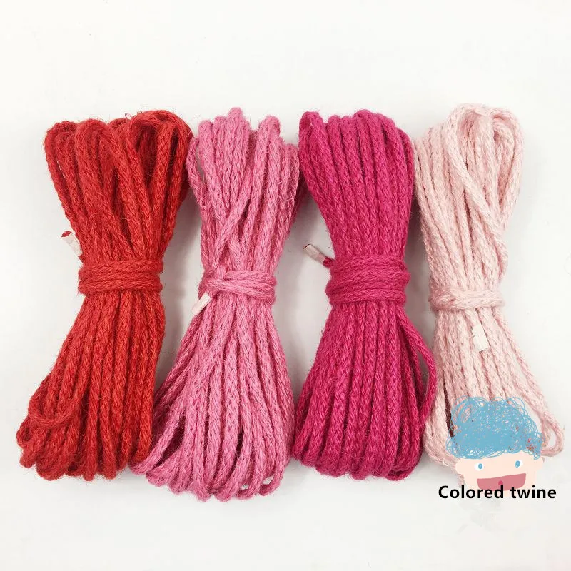 Разноцветная круглая пеньковая веревка диаметром 5 мм плетеная красочная