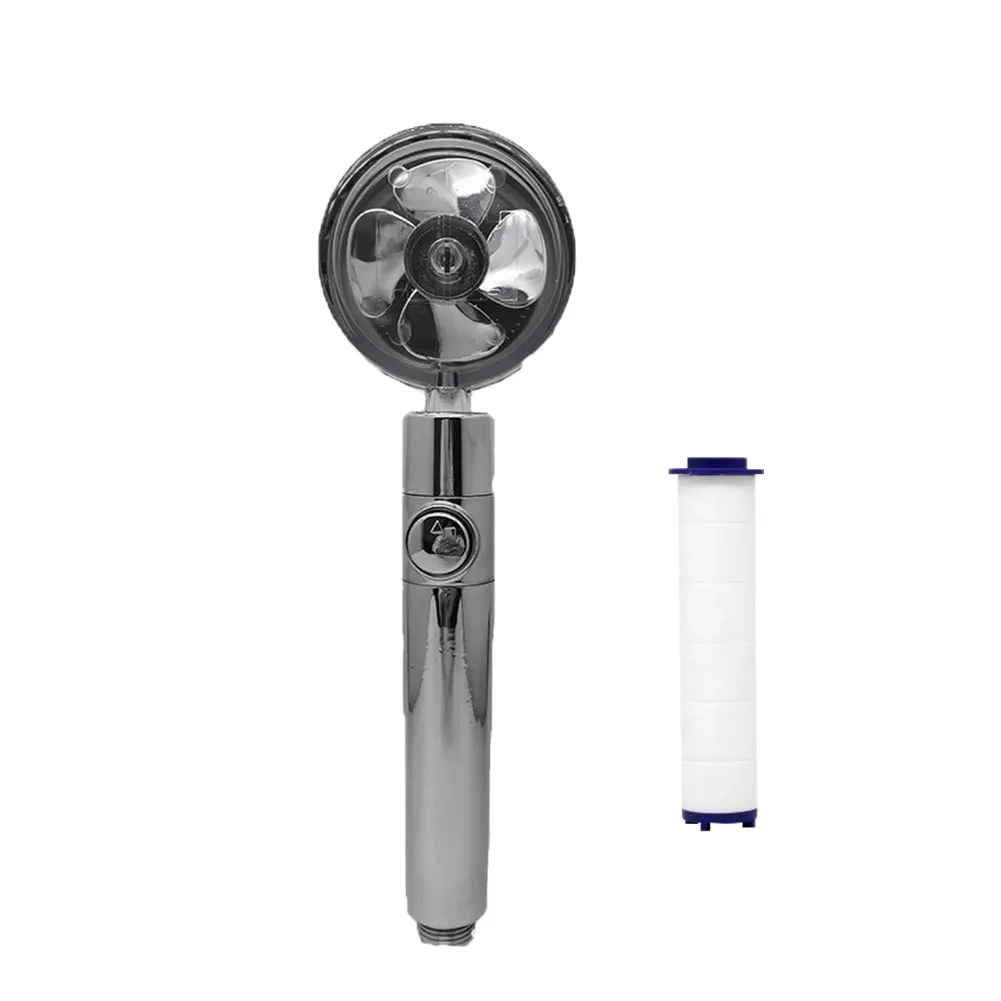 

360 Degrees Rotation ABS Water Saving Shower Head Adjustable Accessories Propeller Design Universal Stop Button High Pressure