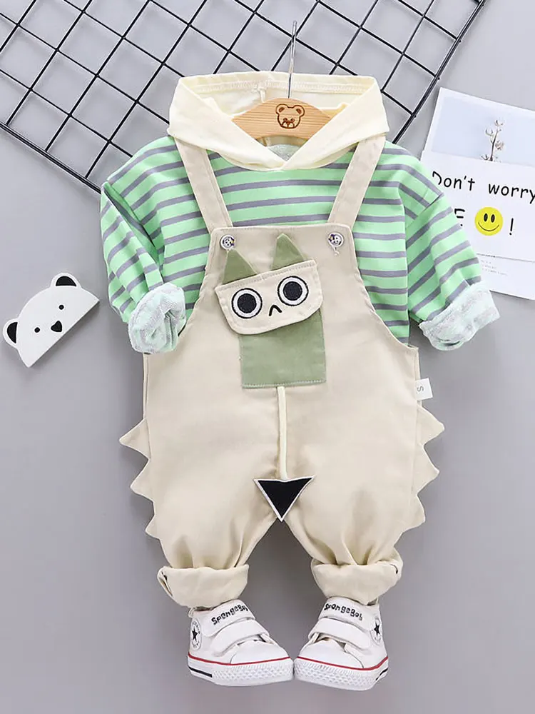 

Children's Clothing Set Kids Girls Striped Tops + Overalls Little Girls Trousers Kids 3D Floral Spring Autumn Jumpsuit